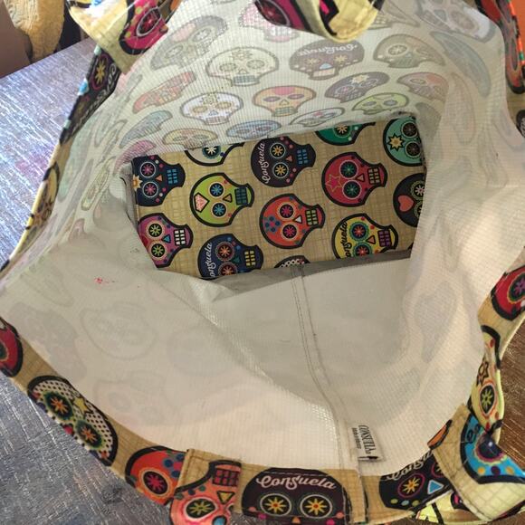 Consuela Grab N' Go Basic Sugar Skulls Tote Bag Everyday Yellow Retired Print - Picture 10 of 12